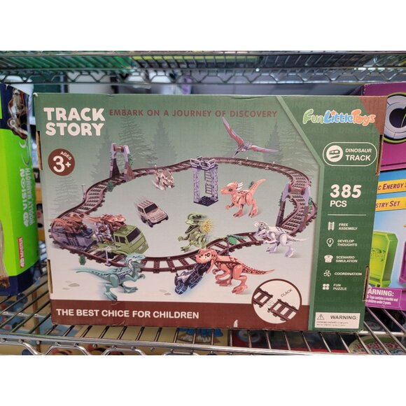 Fun Little Toys Dinosaur Track Story Set 385 Pcs Kids Ages 3+ With Rail Vehicles - Picture 3 of 4